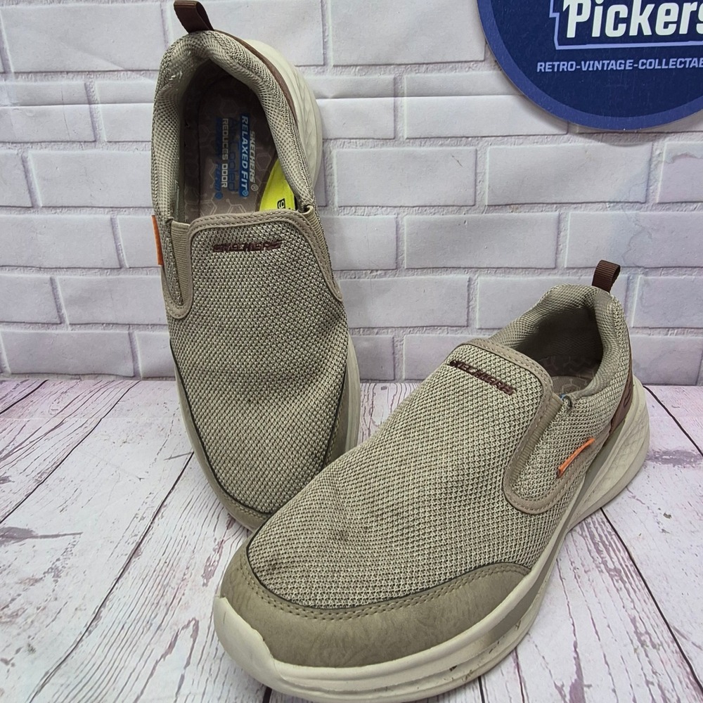 Skechers Relaxed Fit Khaki Mesh Slip On Walking Shoes 210808 Mens 9.5